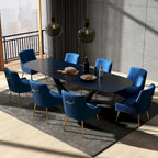 SEYNAR Modern Glam Velvet Dining Chair Set of 8 for Dining Room, Tufted Vanity Chair for Living Room (no table)