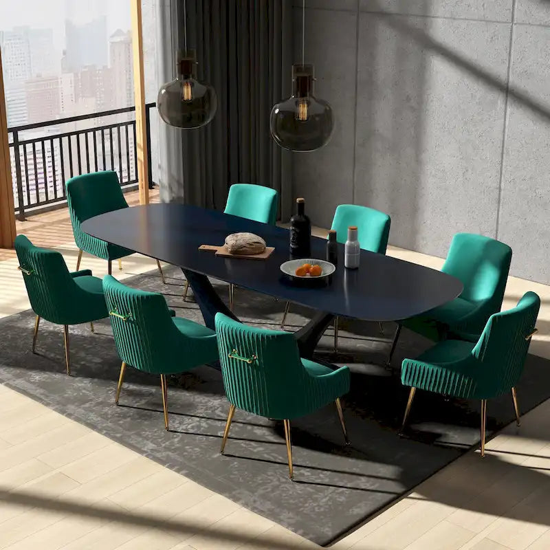 SEYNAR Modern Glam Velvet Dining Chair Set of 8 for Dining Room, Tufted Vanity Chair for Living Room (no table)