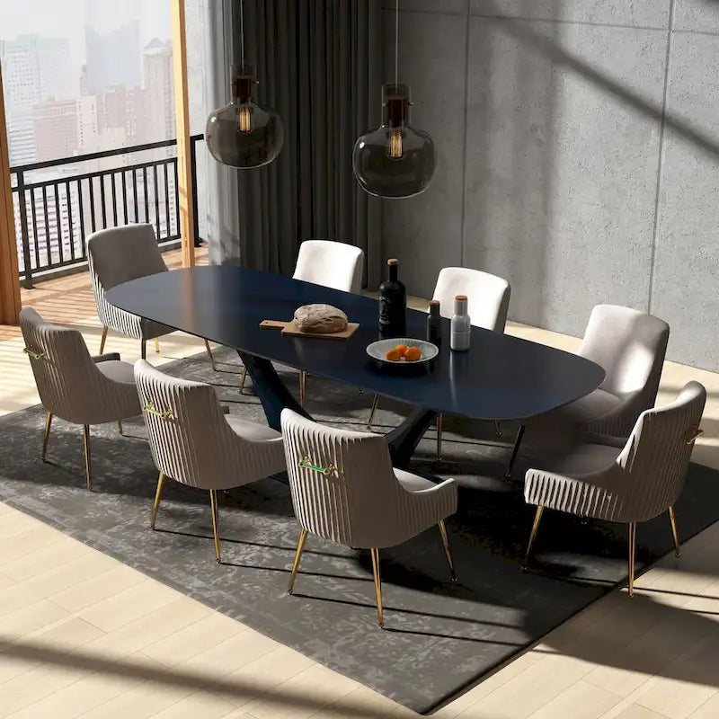SEYNAR Modern Glam Velvet Dining Chair Set of 8 for Dining Room, Tufted Vanity Chair for Living Room (no table)