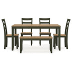 Signature Design by Ashley Gesthaven Dining Table with 4 Chairs and Bench (Set of 6)