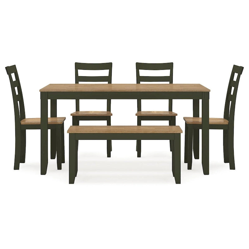 Signature Design by Ashley Gesthaven Dining Table with 4 Chairs and Bench (Set of 6)