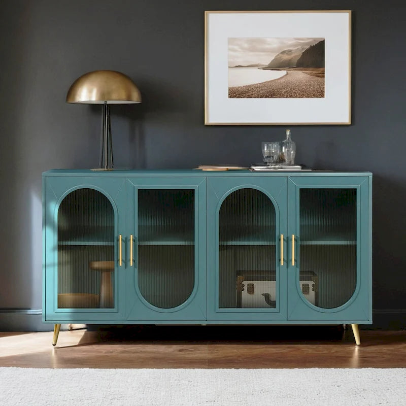 TV Stand for 65+ Inch TV, Wood TV Stand with Storage Cabinet & Adjustable Shelves, Media TV Console for Living Room Bedroom