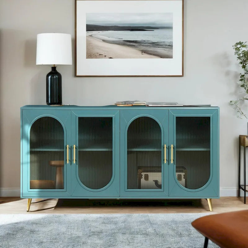 TV Stand for 65+ Inch TV, Wood TV Stand with Storage Cabinet & Adjustable Shelves, Media TV Console for Living Room Bedroom