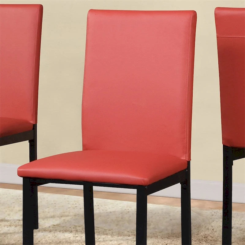 Faux Leather Seat Metal Frame Dining Chairs,Set of 4
