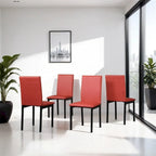 Faux Leather Seat Metal Frame Dining Chairs,Set of 4