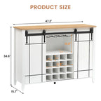 Farmhouse 47 Wine Bar Cabinet Buffet Sideboard Cabinet with 16 Bottle Wine Rack - 15.7D x 47.2W x 34.61H