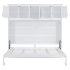 Nestfair Queen Size Murphy Bed Wall Bed with Top Cabinets