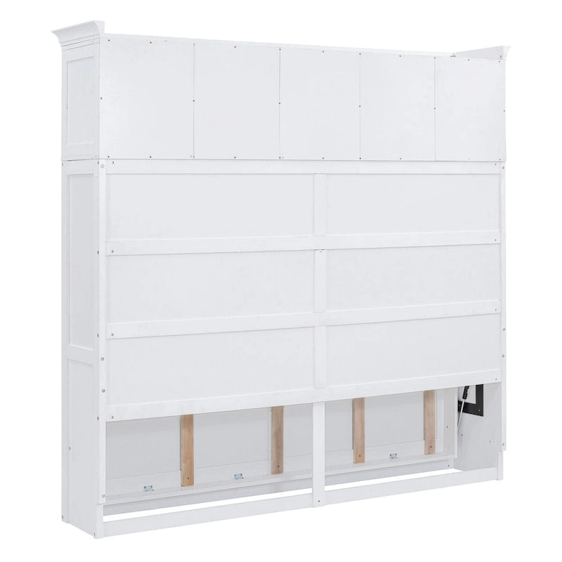 Nestfair Queen Size Murphy Bed Wall Bed with Top Cabinets