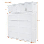 Nestfair Queen Size Murphy Bed Wall Bed with Top Cabinets