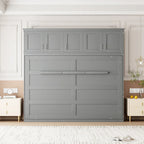 Nestfair Queen Size Murphy Bed Wall Bed with Top Cabinets