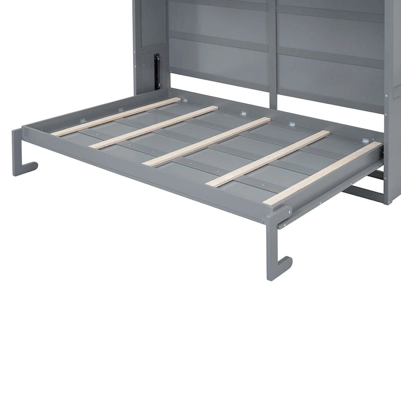 Nestfair Queen Size Murphy Bed Wall Bed with Top Cabinets
