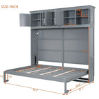 Nestfair Queen Size Murphy Bed Wall Bed with Top Cabinets