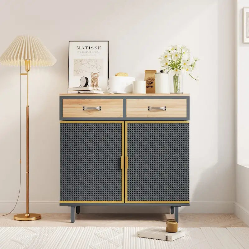 Modern Buffets Sideboard with Top Drawers, Freestanding Sideboard Storage Cabinet