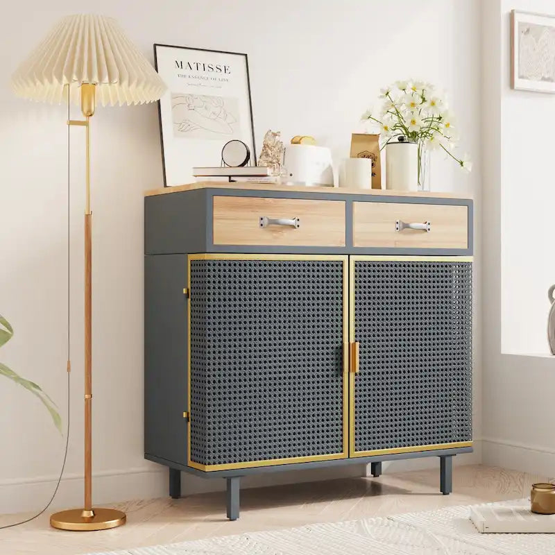 Modern Buffets Sideboard with Top Drawers, Freestanding Sideboard Storage Cabinet