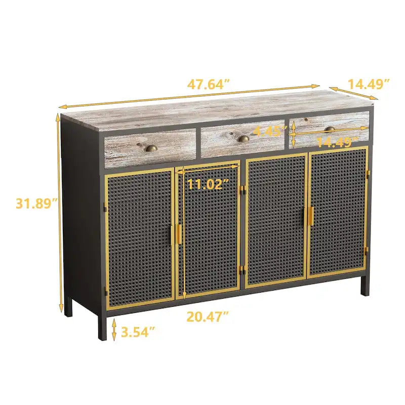 Modern Buffets Sideboard with Top Drawers, Freestanding Sideboard Storage Cabinet