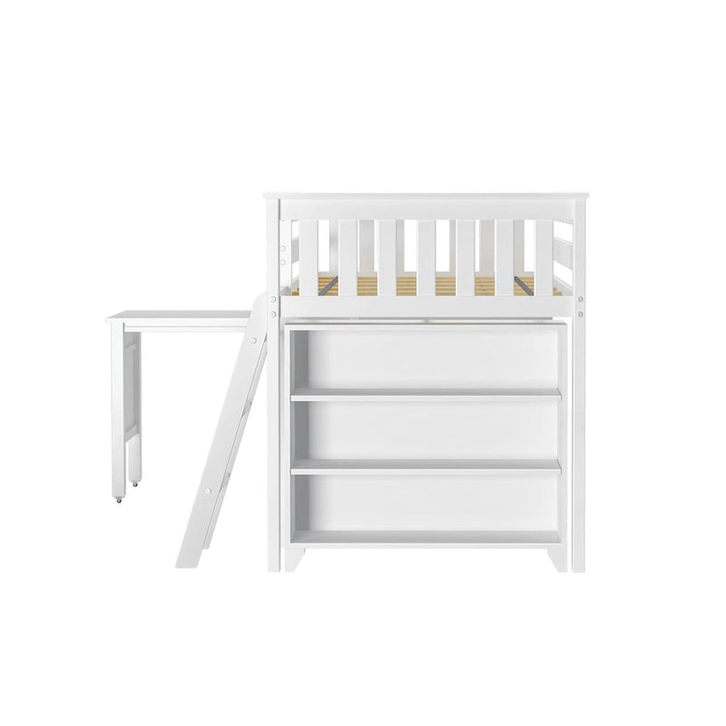 Max and Lily Twin-Size Low Loft w/ Pull-Out Desk and 3-Shelf Bookcases