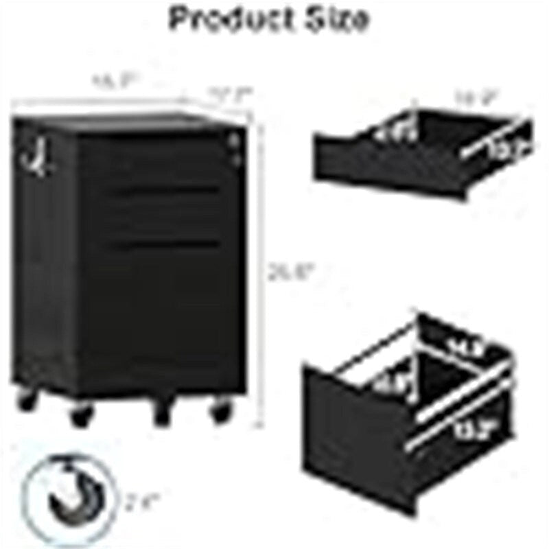 High Glossy File Cabinet - 17.72D x 15.75W x 25.59H