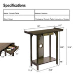 Classic Console Table with Drawer Bottom Shelf for Entryway Foyer