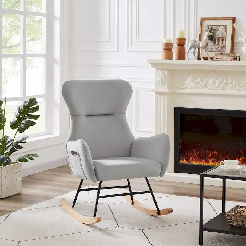 Teddy Fabric Rocking Chair for Living Room