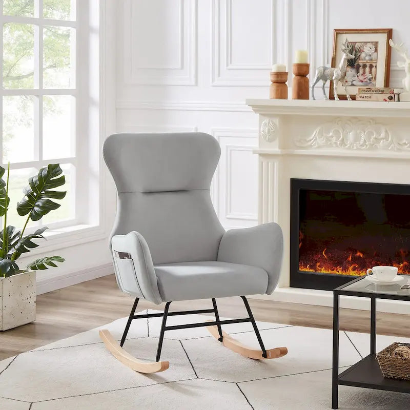 Teddy Fabric Rocking Chair for Living Room