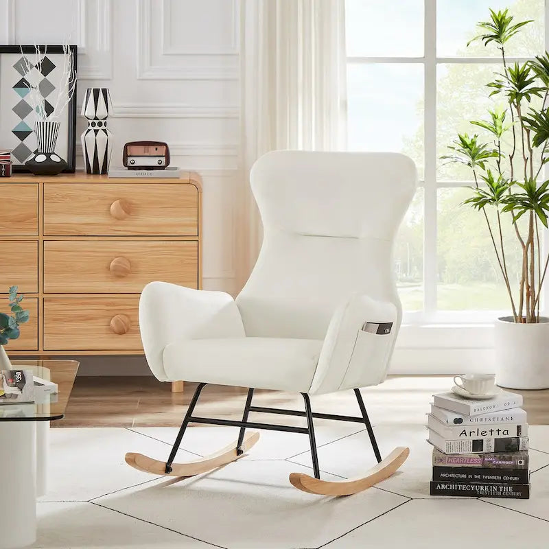 Teddy Fabric Rocking Chair for Living Room