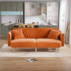 Ouyessir Upholstered Tufted Convertible Futon Sofa Bed with Foldable Armrest