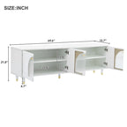 Mieres TV Stand for TVs Up to 78, Entertainment Center with Adjustable Shelves, Gold Handles and Arch Fluted Glass Doors