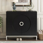 Storage Cabinet Accent Cabinet with Solid Wood Veneer and Metal Leg Frame for Living Room, Entryway