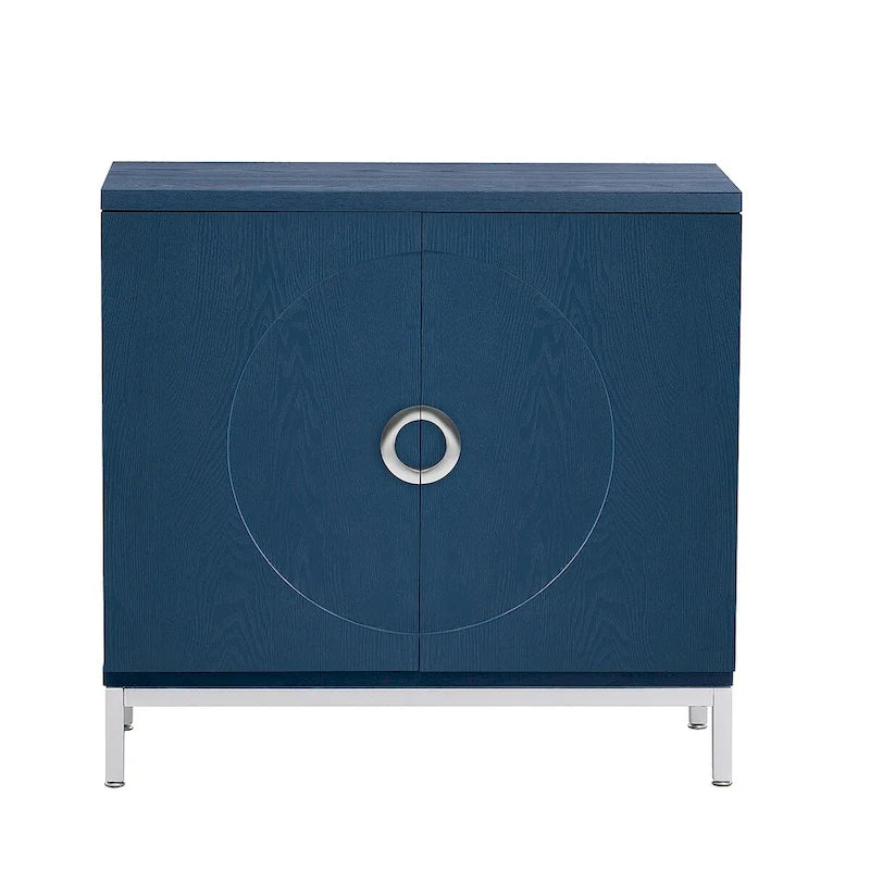 Storage Cabinet Accent Cabinet with Solid Wood Veneer and Metal Leg Frame for Living Room, Entryway