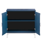 Storage Cabinet Accent Cabinet with Solid Wood Veneer and Metal Leg Frame for Living Room, Entryway