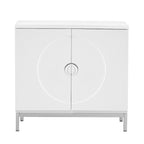Storage Cabinet Accent Cabinet with Solid Wood Veneer and Metal Leg Frame for Living Room, Entryway