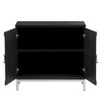 Storage Cabinet Accent Cabinet with Solid Wood Veneer and Metal Leg Frame for Living Room, Entryway