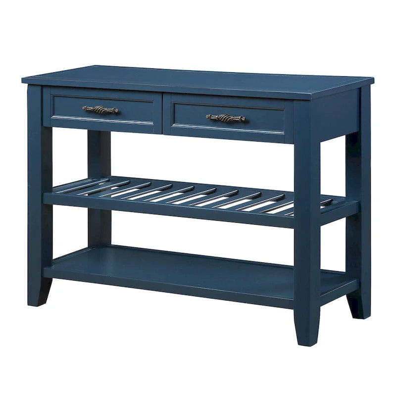 Console Sofa Table with 2 Storage Drawers and 2 Tiers Shelves