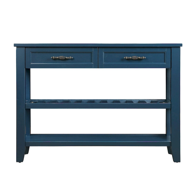 Console Sofa Table with 2 Storage Drawers and 2 Tiers Shelves