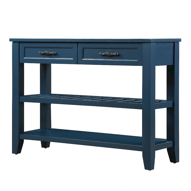 Console Sofa Table with 2 Storage Drawers and 2 Tiers Shelves
