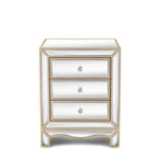 W 19.7 X D 15 X H 26 Champagne Mirror Three Extraction Cabinet, Multifunctional Bedside Table