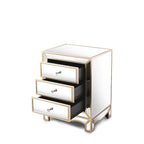 W 19.7 X D 15 X H 26 Champagne Mirror Three Extraction Cabinet, Multifunctional Bedside Table