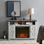 48 in. White TV Stand for TVs up to 55 in. with Electric Fireplace
