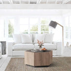 2 PCS Light Oak Hexagonal Tea Table with Drawers for Living Room