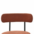 Modern Round Upholstered Boucle Dining Chairs Set of 2, Curved Backrest and black metal spray-painted legs