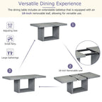 6-Piece 78inch Extendable Pedestal Dining Table Set with 18inch Removable Leaf and Dining Bench, 4 Upholstered Dining Chairs