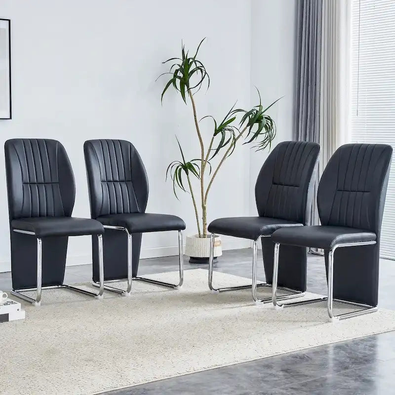 Set of 4 modern minimalist dining chairs in PU material