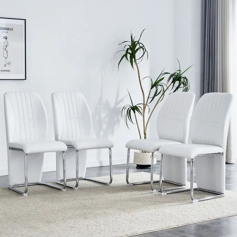 Set of 4 modern minimalist dining chairs in PU material