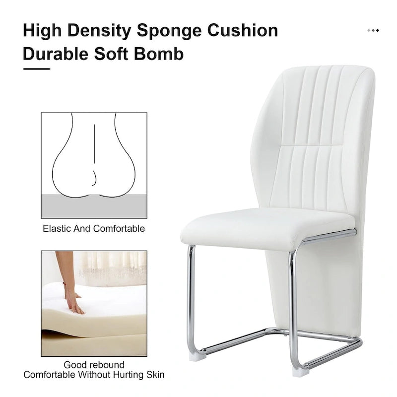 Set of 4 modern minimalist dining chairs in PU material