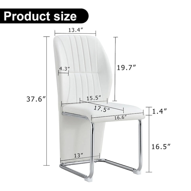 Set of 4 modern minimalist dining chairs in PU material