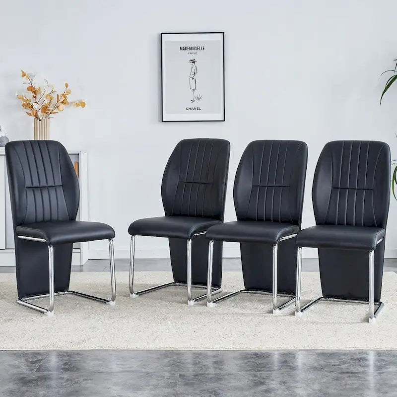 Set of 4 modern minimalist dining chairs in PU material