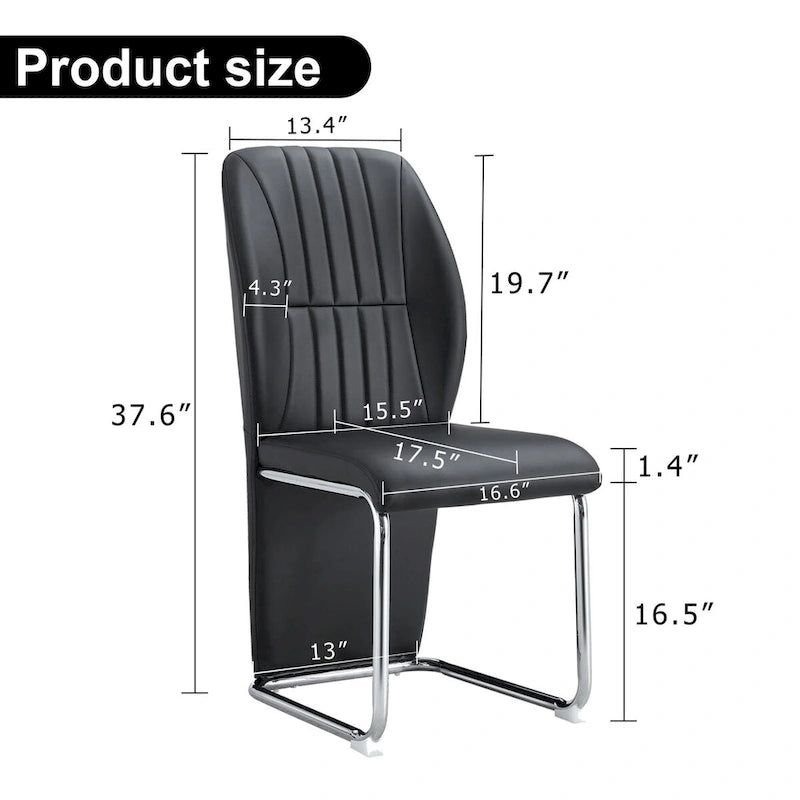 Set of 4 modern minimalist dining chairs in PU material