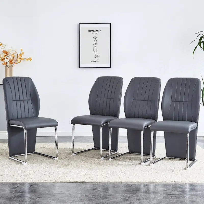 Set of 4 modern minimalist dining chairs in PU material