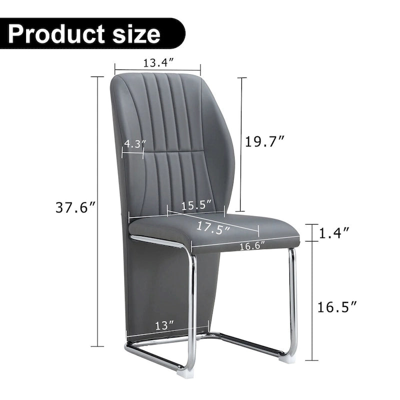 Set of 4 modern minimalist dining chairs in PU material
