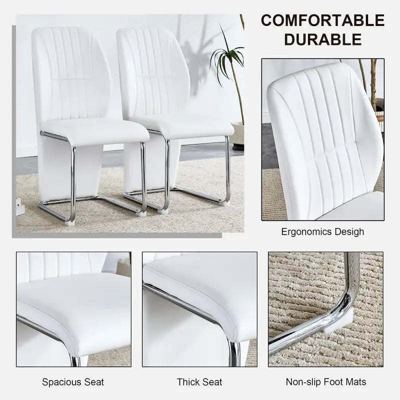 Set of 4 modern minimalist dining chairs in PU material